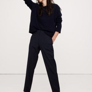 High-Rise Slim Italian Wool Ankle Pant