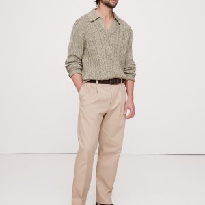 Relaxed Cotton Cable-Knit Sweater Polo