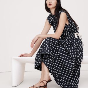 Cotton Poplin Tie-Waist Midi Dress