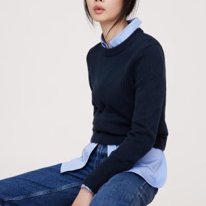 Cotton-Silk Crew-Neck Sweater