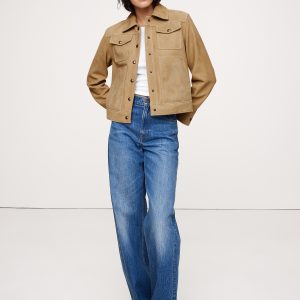 Relaxed Suede Trucker Jacket