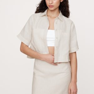 Boxy Linen Cropped Shirt