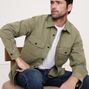 Standard-Fit Cotton Twill Shirt Jacket