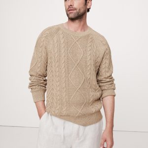 Cotton-Linen Cable-Knit Sweater