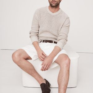Cotton-Linen Blend Crew-Neck Sweater