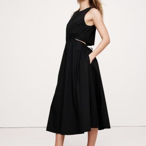 Cotton Poplin Cut-Out Midi Dress
