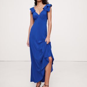 Matte Silk Open-Back Maxi Dress
