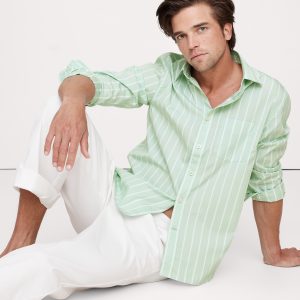 Standard-Fit Washed Cotton Poplin Shirt