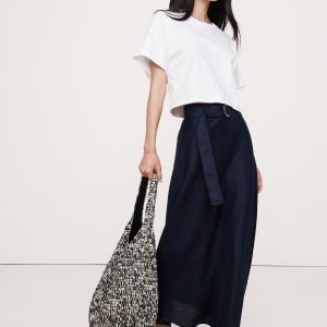 Belted Linen Maxi Skirt