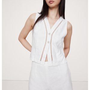 High-Rise Lace-Trim Linen 3" Short