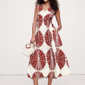 Cotton Poplin Side Cut-Out Midi Dress