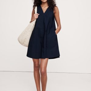 Cotton Poplin Swing Mini Dress