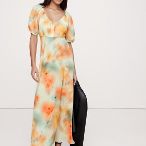 Crepe V-Neck Maxi Dress