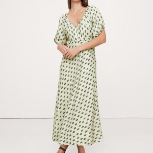 Viscose-Linen Ruched Maxi Dress