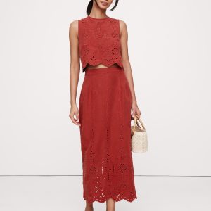 Tencel™-Linen Eyelet Maxi Skirt