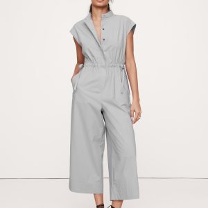 Cotton Poplin Wide-Leg Cropped Jumpsuit