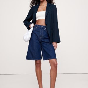 Linen-Viscose Open-Back Blazer