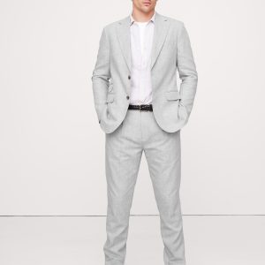 Herringbone Linen-Cotton Suit Pant