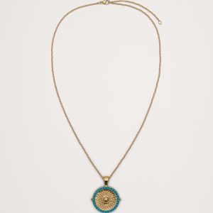 Wanderlust Sunflower Small Embellished Coin with Chain by Jane Win