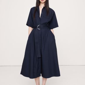 Cotton Poplin Utility Shirt Dress