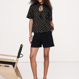 Cotton Popover Shirt with Tassel Tie