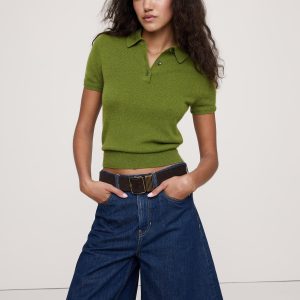 Lightweight Cashmere Short-Sleeve Sweater Polo