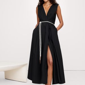 Cotton Poplin Wrap Maxi Dress