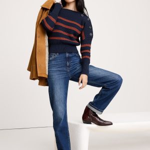 Cotton Button-Shoulder Sweater
