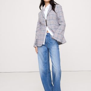 Italian Plaid Zip Blazer