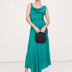 Crepe Twist-Shoulder Dress