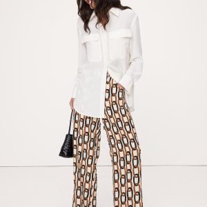 Mid-Rise Wide-Leg Matte Silk Pull-On Pant