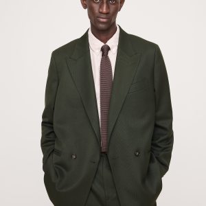 Relaxed Green Twill Suit Jacket