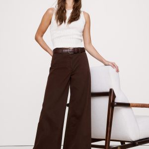 High-Rise Wide-Leg Lightweight Stretch-Cotton Pant