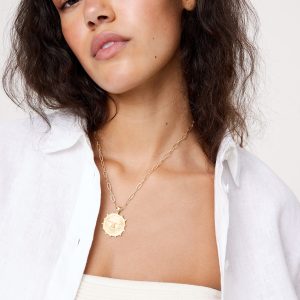 Strong Vintage Sun Face Pendant with Chain by Jane Win