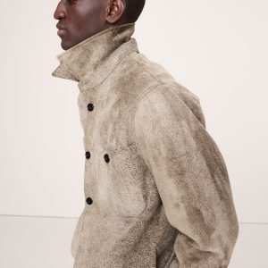 Relaxed Textured Suede Shirt Jacket