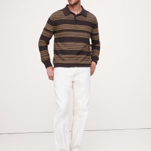 Stripe Cotton-Linen Sweater Polo