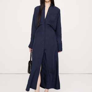 Drapey Twill Shirt Dress