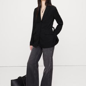 Boyfriend Drapey Twill Belted Blazer