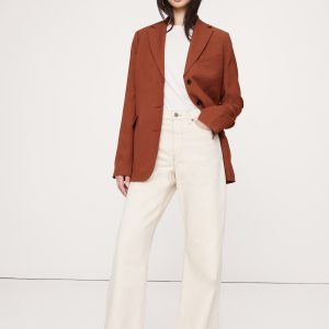 Boyfriend Drapey Twill Belted Blazer