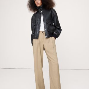 Soho Mid-Rise Pleated Wide-Leg Drapey Twill Pant