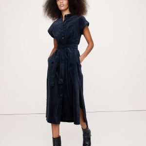 Corduroy Midi Shirt Dress
