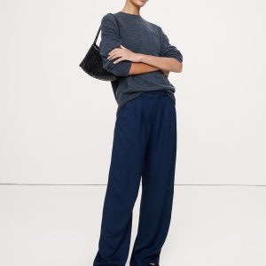 Soho Mid-Rise Pleated Wide-Leg Drapey Twill Pant