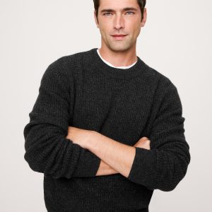 Italian Merino-Cashmere Waffle-Knit Sweater