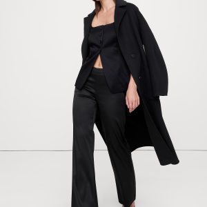 Mid-Rise Kick-Flare Satin Ankle Pant